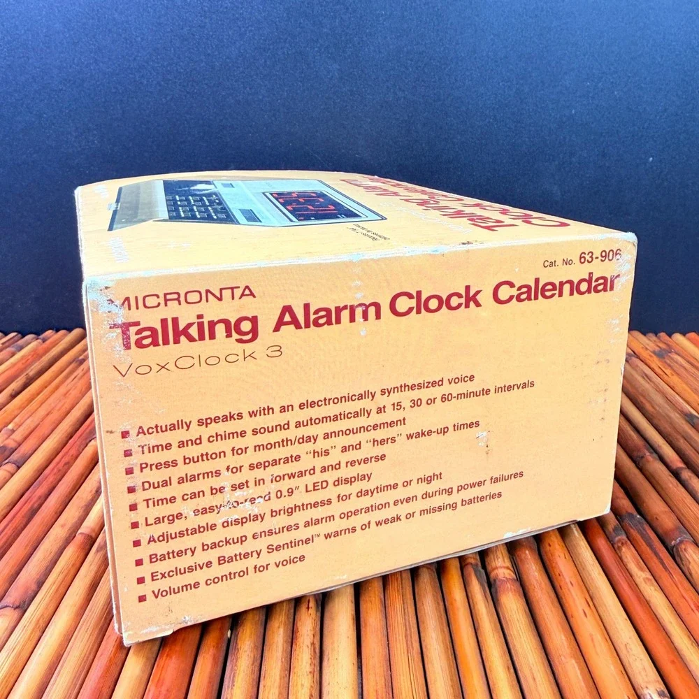 Micronta Talking Alarm Clock VoxClock 3 Silver 63-906 Tested Works! Radio Shack